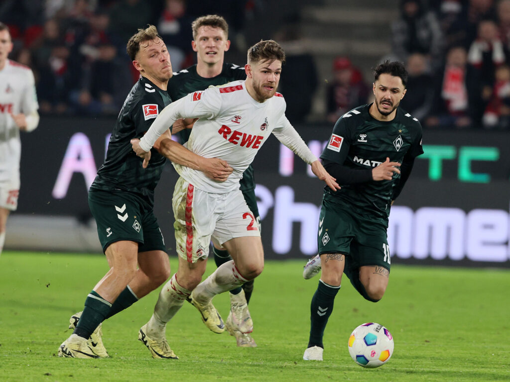 Jan Thielmann im Trikot des 1. FC Köln im Spiel gegen Werder Bremen