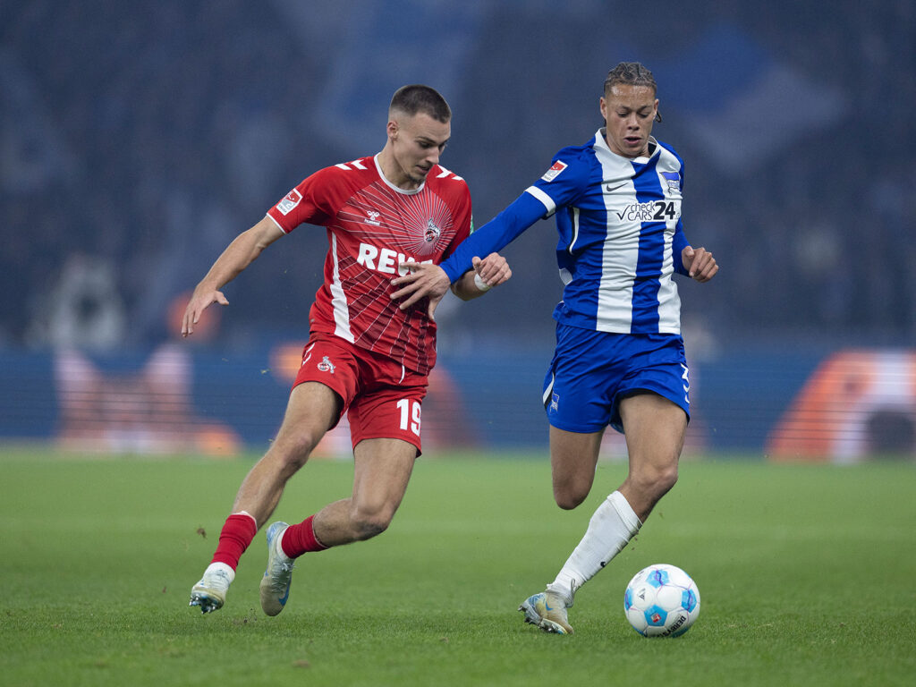 Tim Lemperle im Duell beim Spiel des 1. FC Köln gegen Hertha BSC