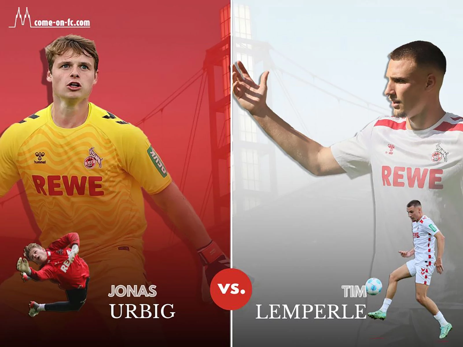 Jonas Urbig und Tim Lemperle vom 1. FC Köln