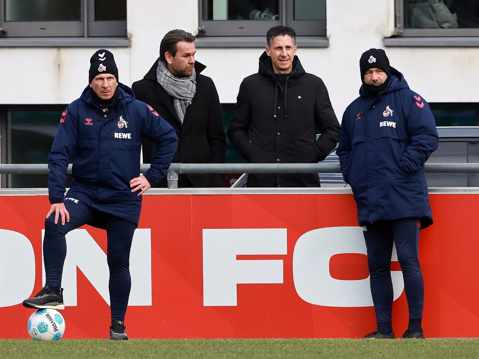 Christian Keller, Thomas Kessler, Gerhard Struber und Peter Greiber vom 1. FC Köln.