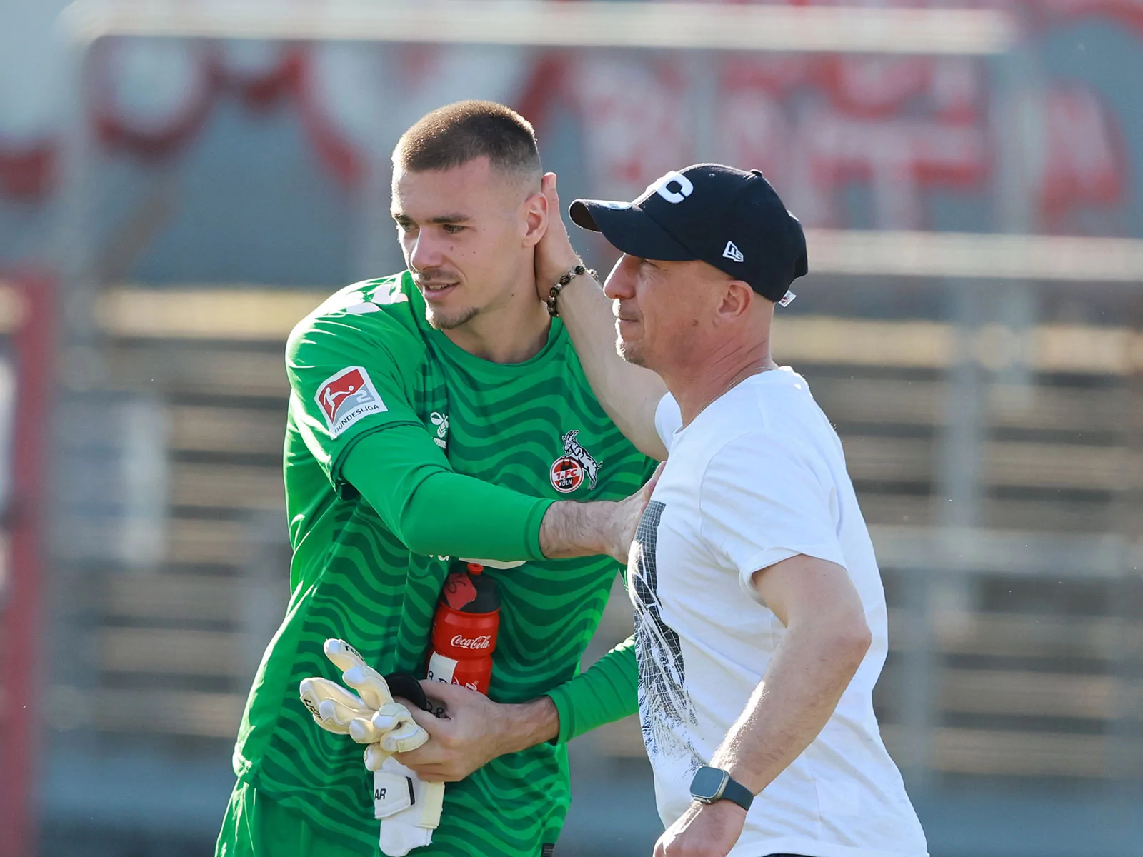Anthony Racioppi und Gerhard Struber beim Tstspiel des 1. FC Köln