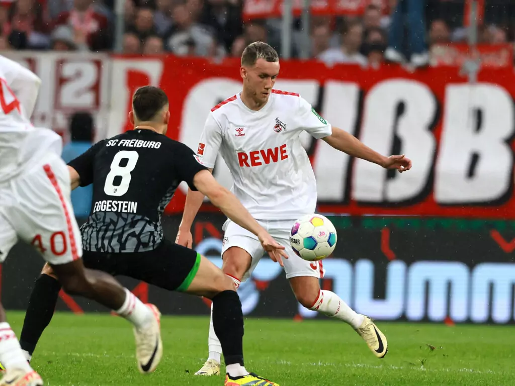 Luca Waldschmidt vom  1. FC köln im Duell gegen Freiburg