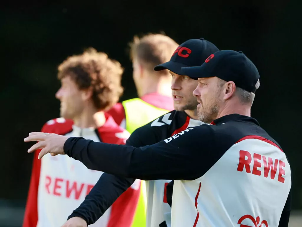 Lukas Kwasniok und René Wagner beim Training des 1. FC Köln