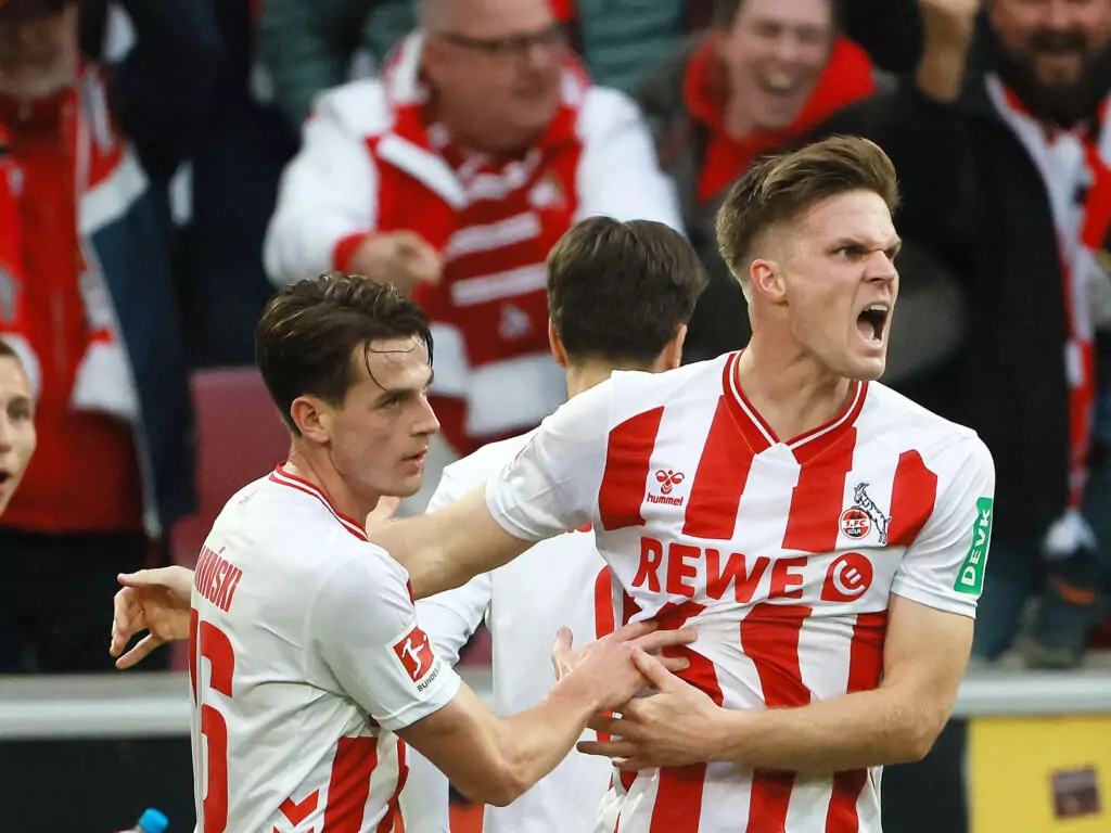 Marius Bülter jubelt für den 1. FC Köln