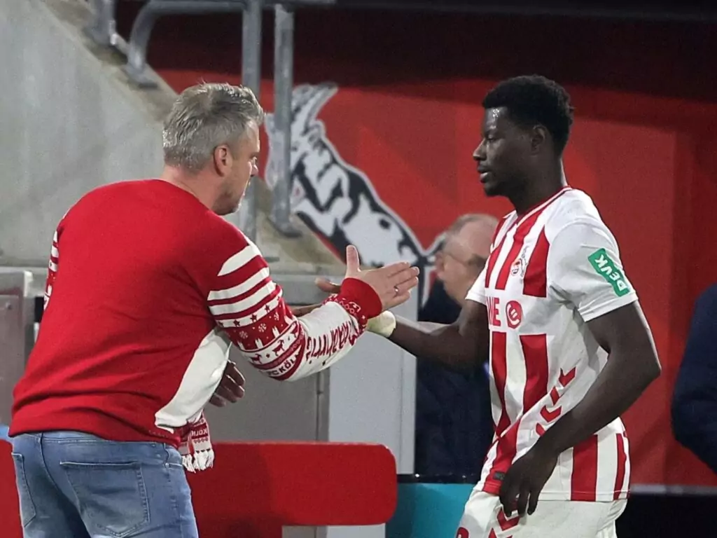 Lukas Kwasniok und Ragnar Ache vom 1. FC Köln
