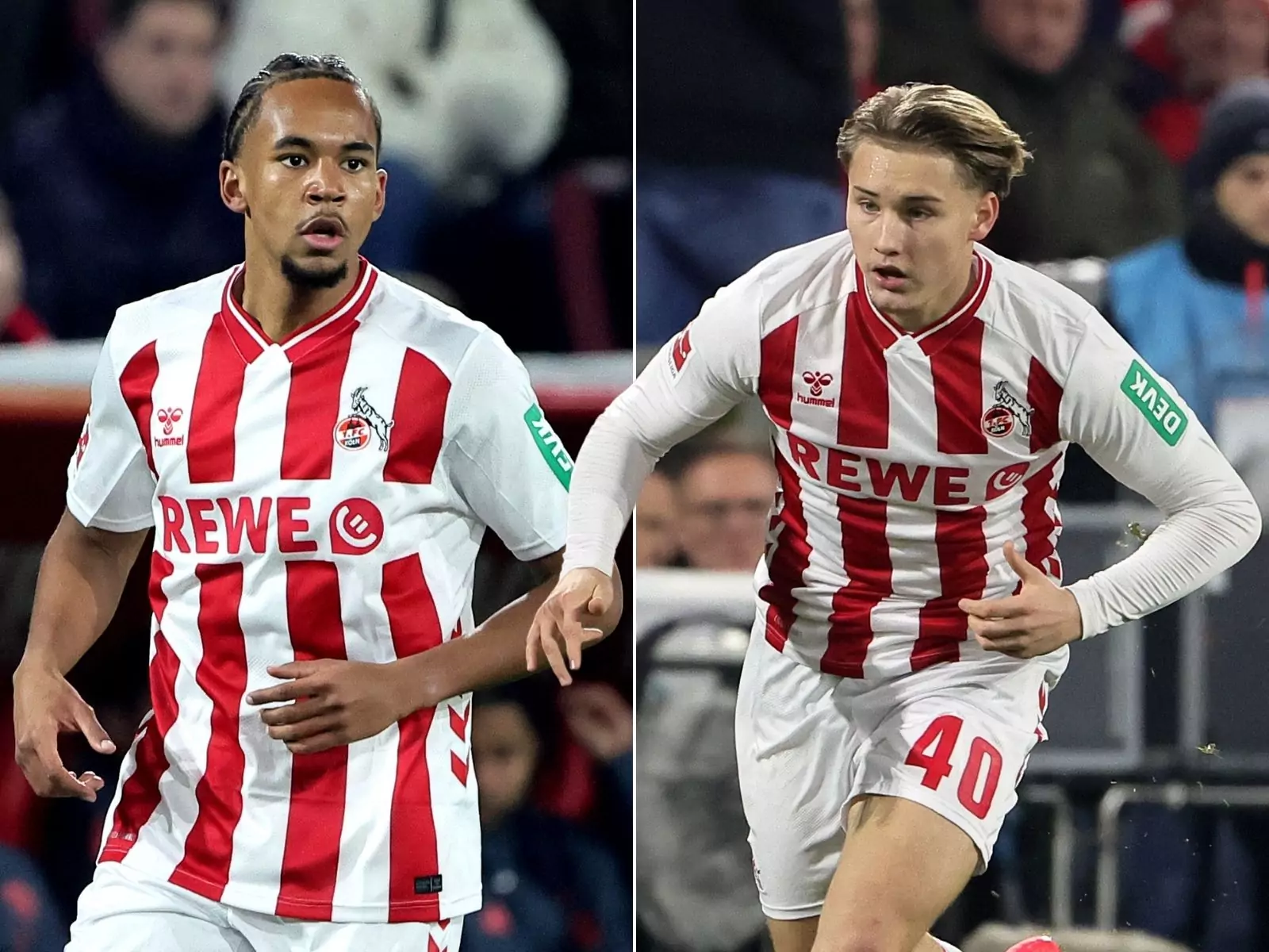 Youssoupha Niang und Fynn Schenten vom 1. FC Köln