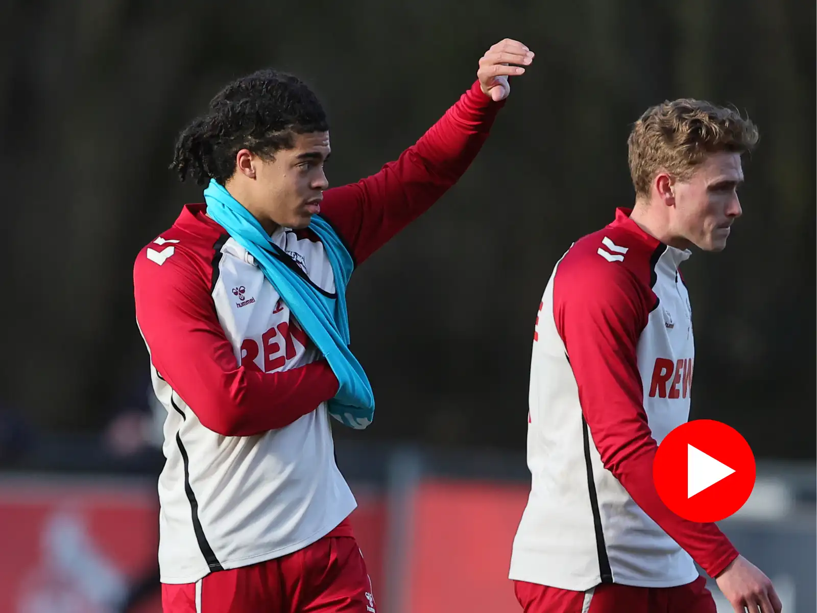 Jahmai Simpson-Pusey und Sebastian Sebulonsen vom 1. FC Köln