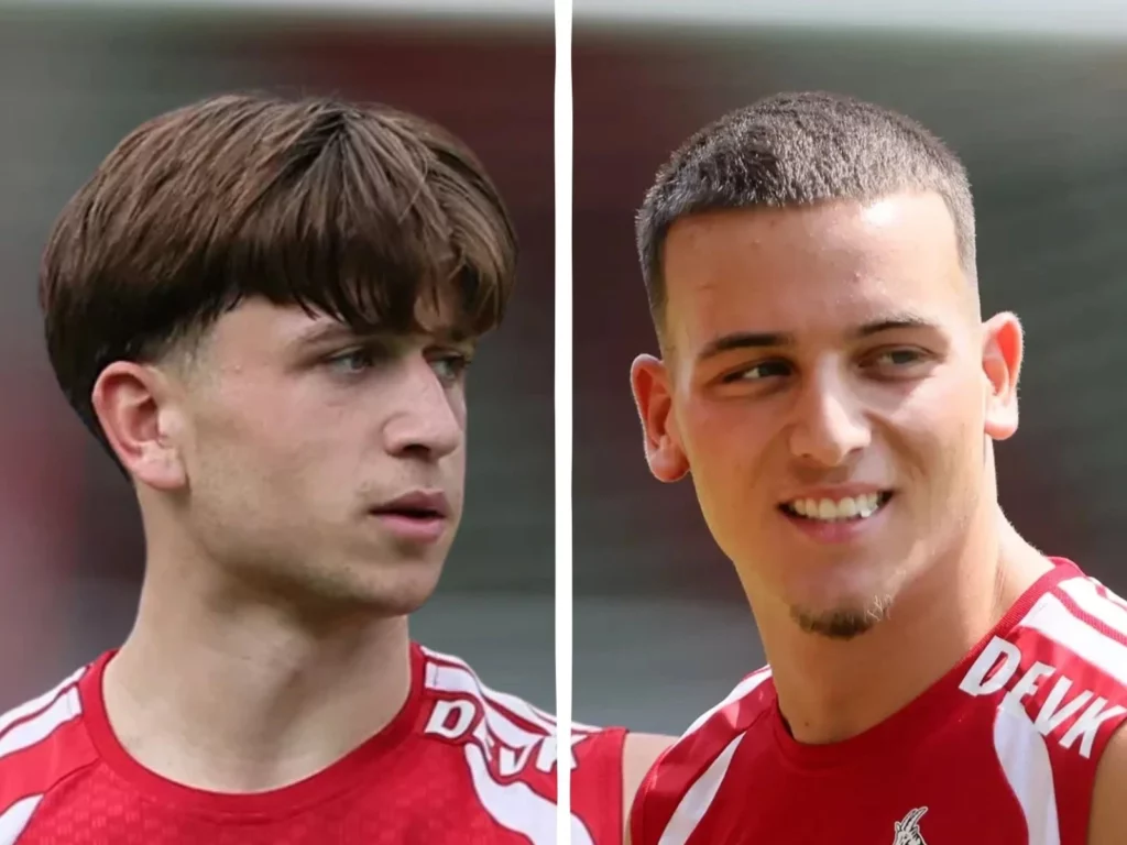 Mikey Moore und Said El Mala vom 1. FC Köln